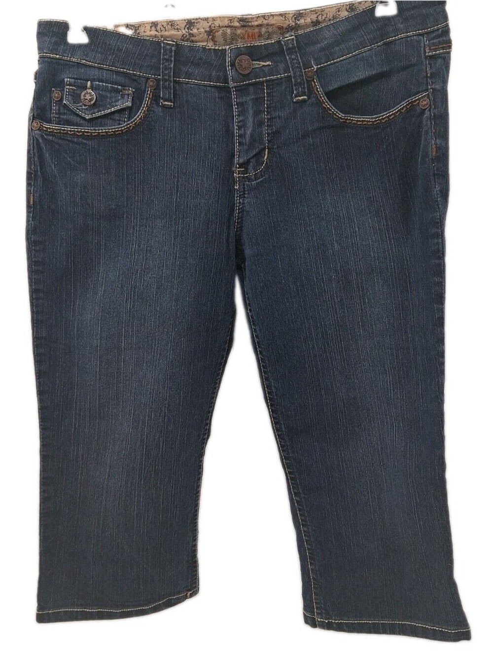YMI Capri Jeans Womens 7 Blue Denim Stretch Casual Retro Cropped Pants 32x18